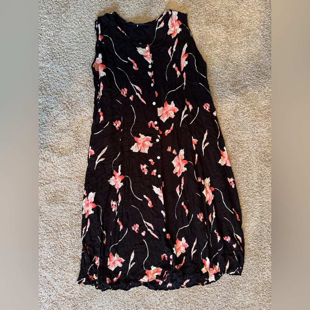 Denim 24/7 Black Maxi Skirt with Pink Floral Print